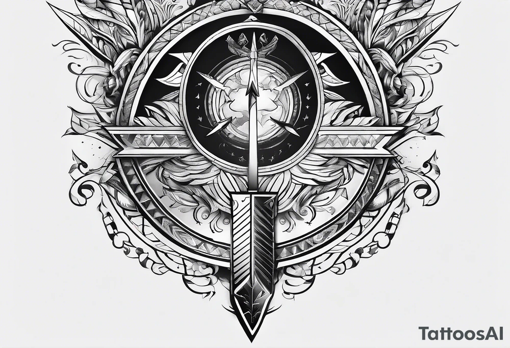 arrow at the bottom with a motivation speech at the top tattoo idea