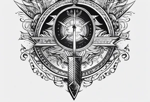 arrow at the bottom with a motivation speech at the top tattoo idea