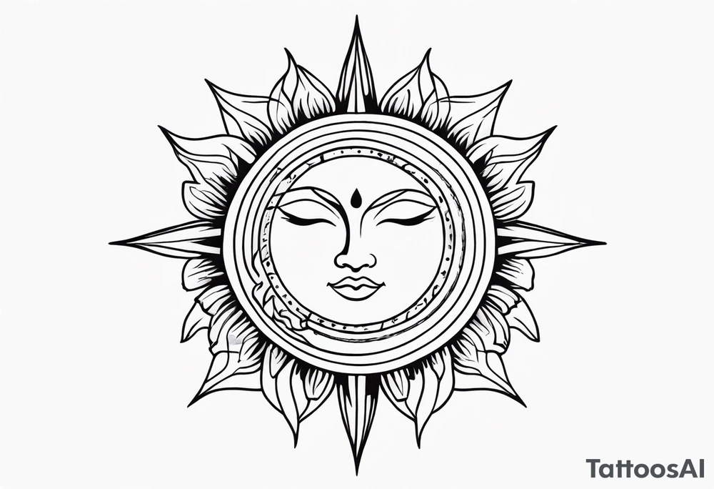 Feminine and simple sun also unique tattoo idea