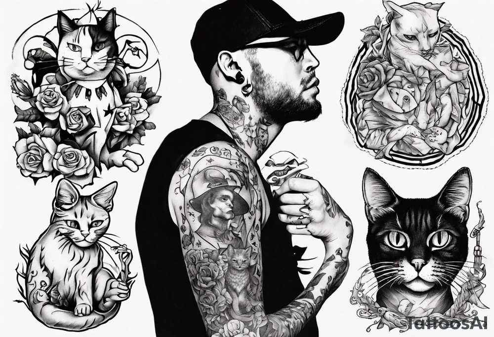 Boogieman holding cat tattoo idea