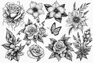garden valley with flowers tattoo idea