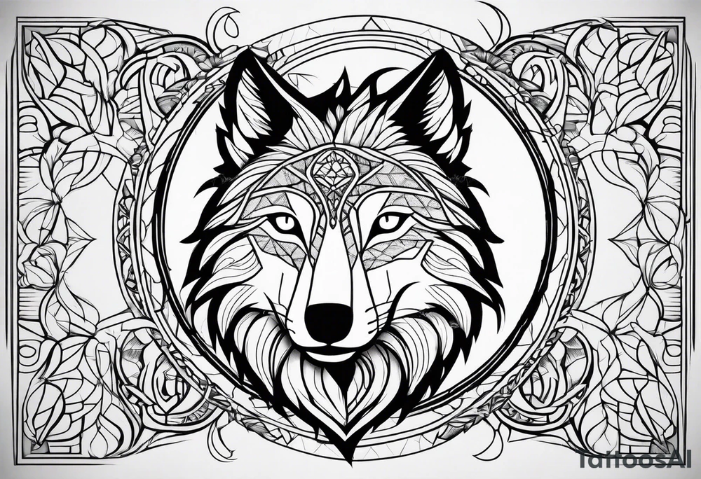 Abstract wolf , tree of life tattoo idea