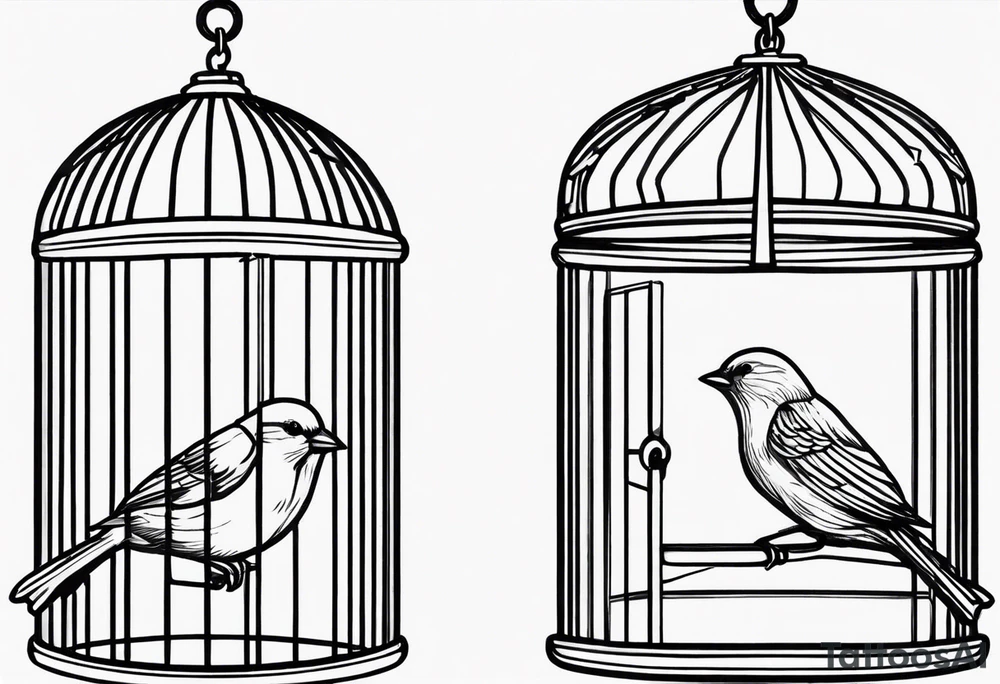 Open Empty bird cage tattoo idea