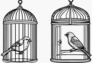 Open Empty bird cage tattoo idea