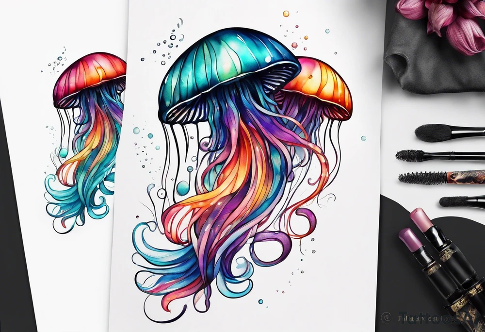 Delicate jellyfish long thin tattoo idea