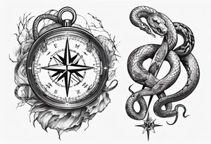 Compass tatoo with snake and gemini tattoo idea