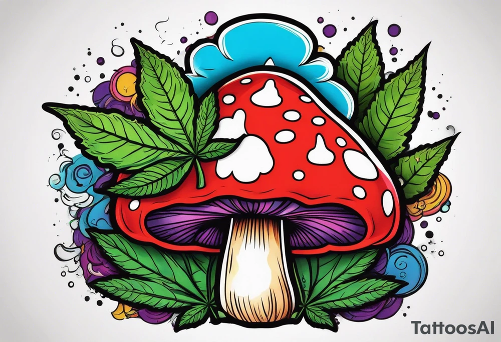 shroom and marijuana tattoo tattoo idea