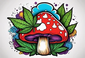 shroom and marijuana tattoo tattoo idea