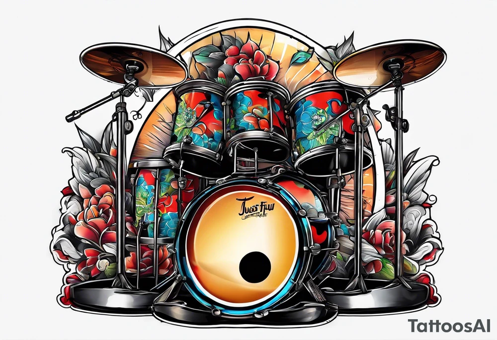 Just 4 fun band with guitar and drums tattoo idea