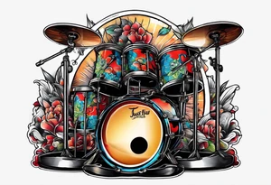 Just 4 fun band with guitar and drums tattoo idea