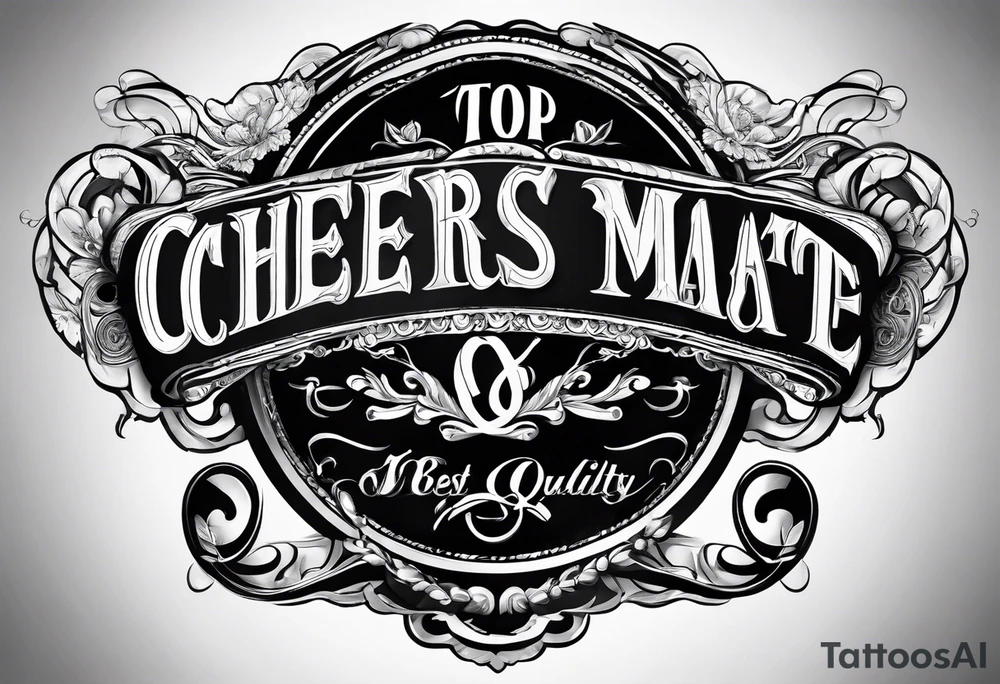 Cheers Mate text, armband +Cancer Ribbon tattoo idea