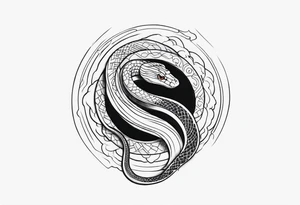 a snake cut i half coming out from black hole tattoo idea