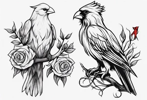 Willow tree with a cardinal holding a rose and a eagle tattoo idea