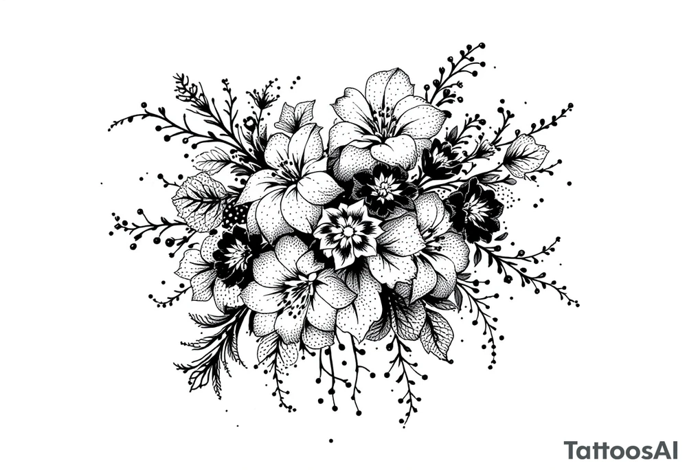 bouquet of flowers tattoo idea