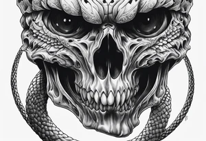 A Viper going through skull through the eye sockets and not morphing into the skull tattoo idea