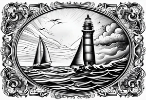 mat  de voilier en forme de phare marin. tattoo idea