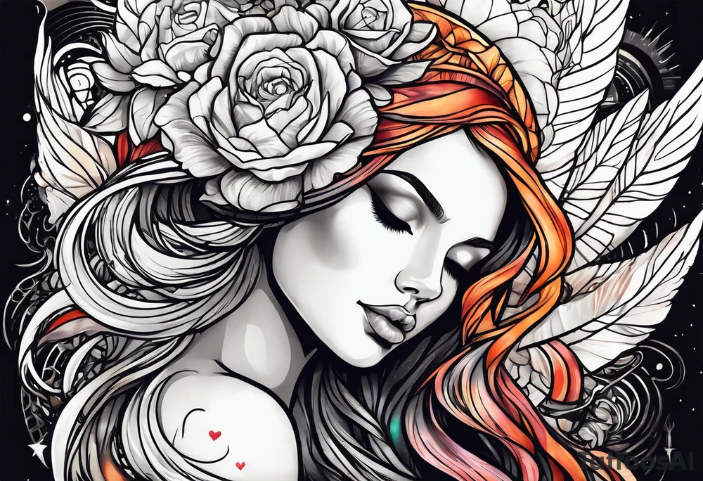 Resurrection Beautiful woman rising from her dead self to inner peace and self-love tattoo idea