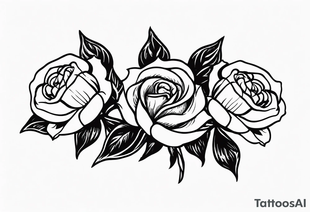 Four roses with a banner tattoo idea