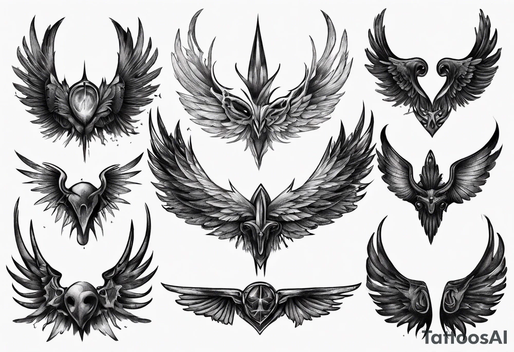 mysterious dark wings tattoo idea