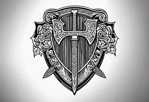 Valhalla sword shield axe heaven tattoo idea