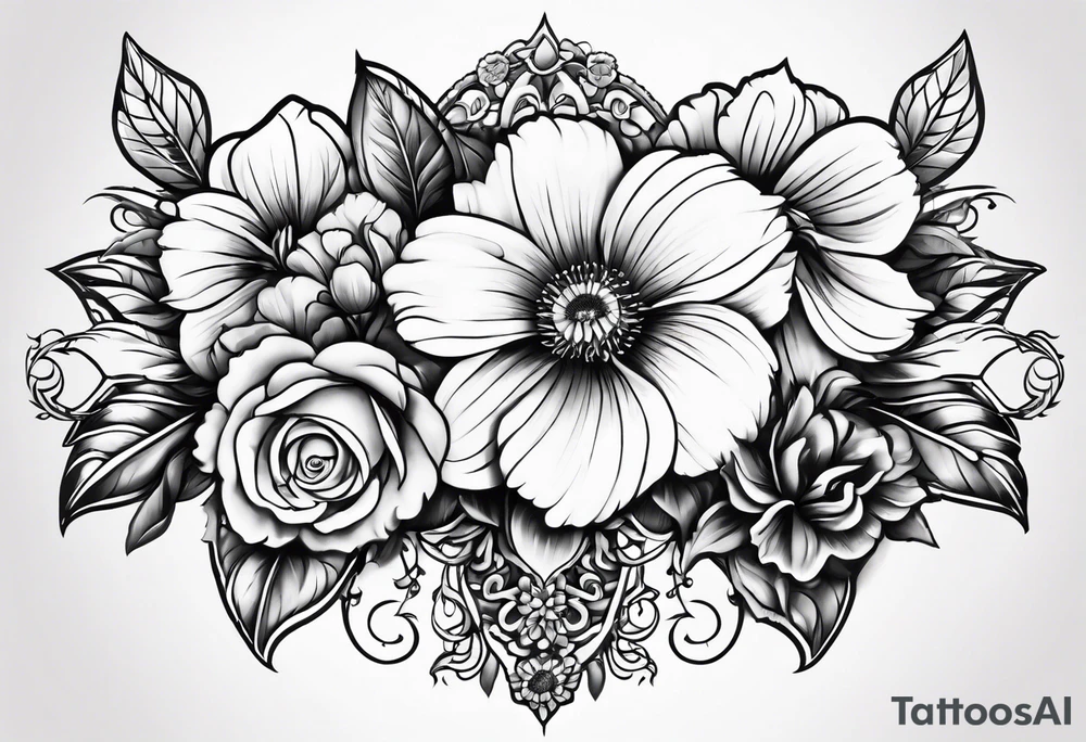 Chain on flowers tattoo idea