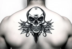 Chicano style. Skull, motorcycle и надпись 1% tattoo idea