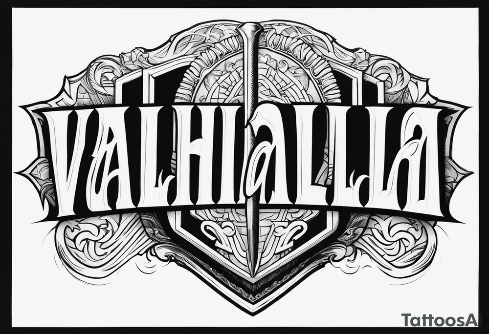 Valhalla sword shield steps tattoo idea