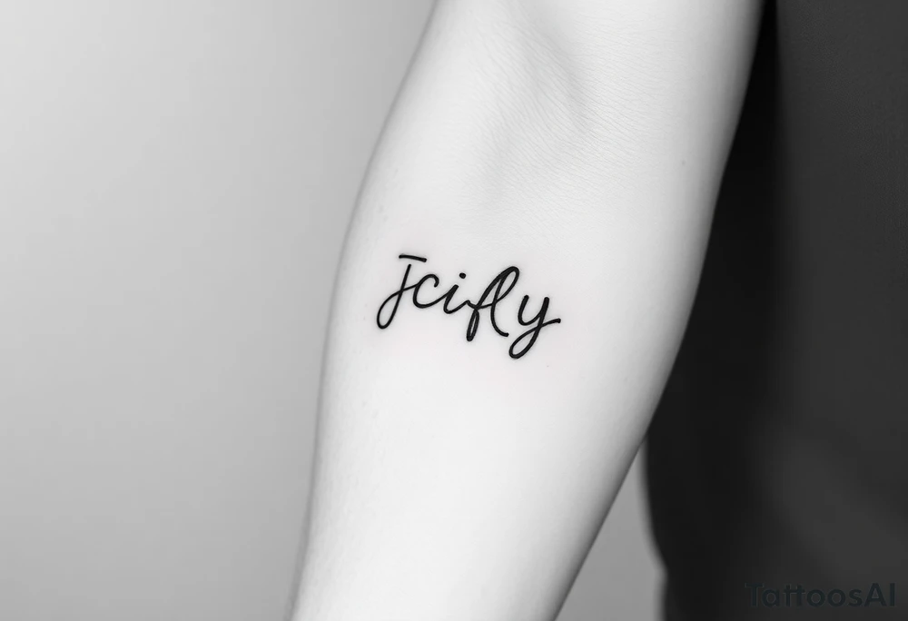 A small tattoo to go on my inner forearm with the cursive letters JCIFLY in an infinity symbol shape and a bit abstract tattoo idea