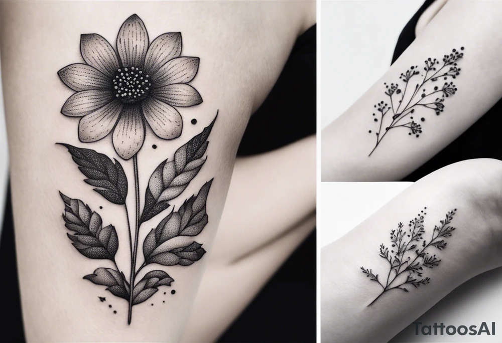 “Illustrate a tiny, delicate tattoo of a wildflower with fine details and minimalistic design, ideal for a subtle statement.” tattoo idea