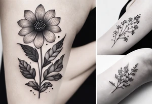 “Illustrate a tiny, delicate tattoo of a wildflower with fine details and minimalistic design, ideal for a subtle statement.” tattoo idea