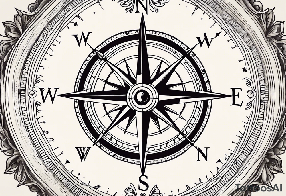 vintage compass tattoo idea