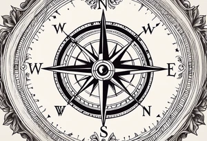 vintage compass tattoo idea