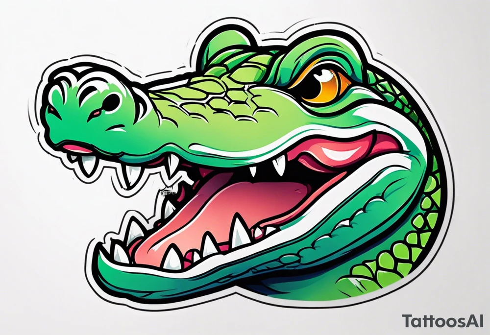 cute face baby small crocodile tattoo idea