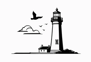 tatouage minimaliste d'un trait du phare des poulains a belle-ile en mer tattoo idea