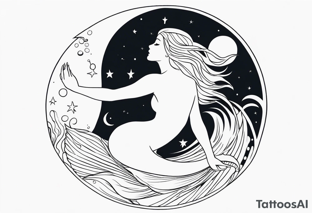 mermaid reaching for the moon tattoo idea