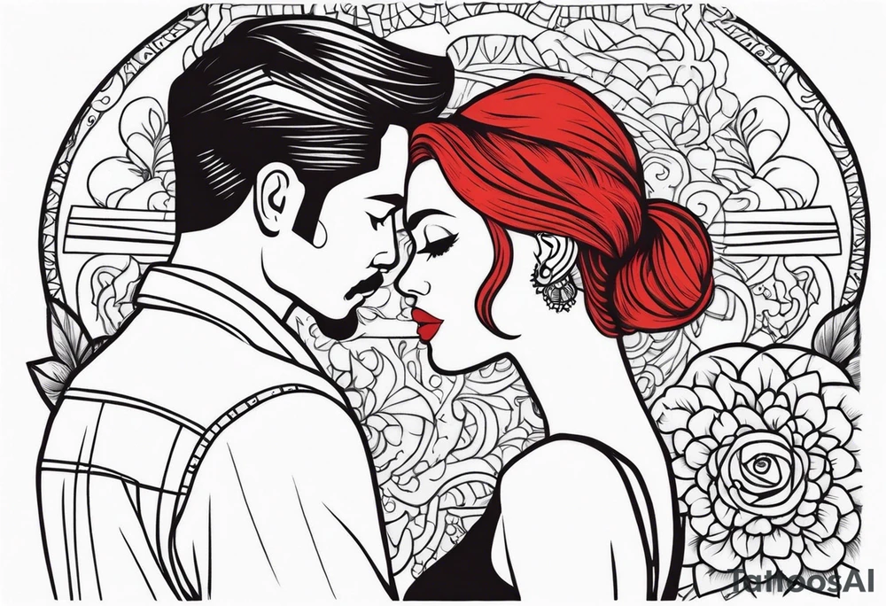 Couple's tattoos red head and mexican tattoo idea