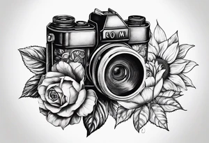 Flower : rose , sunflower, camera, book tattoo idea