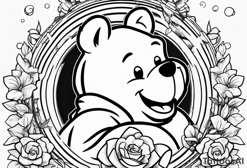 Winnie Pooh holding hand in the honey tattoo idea