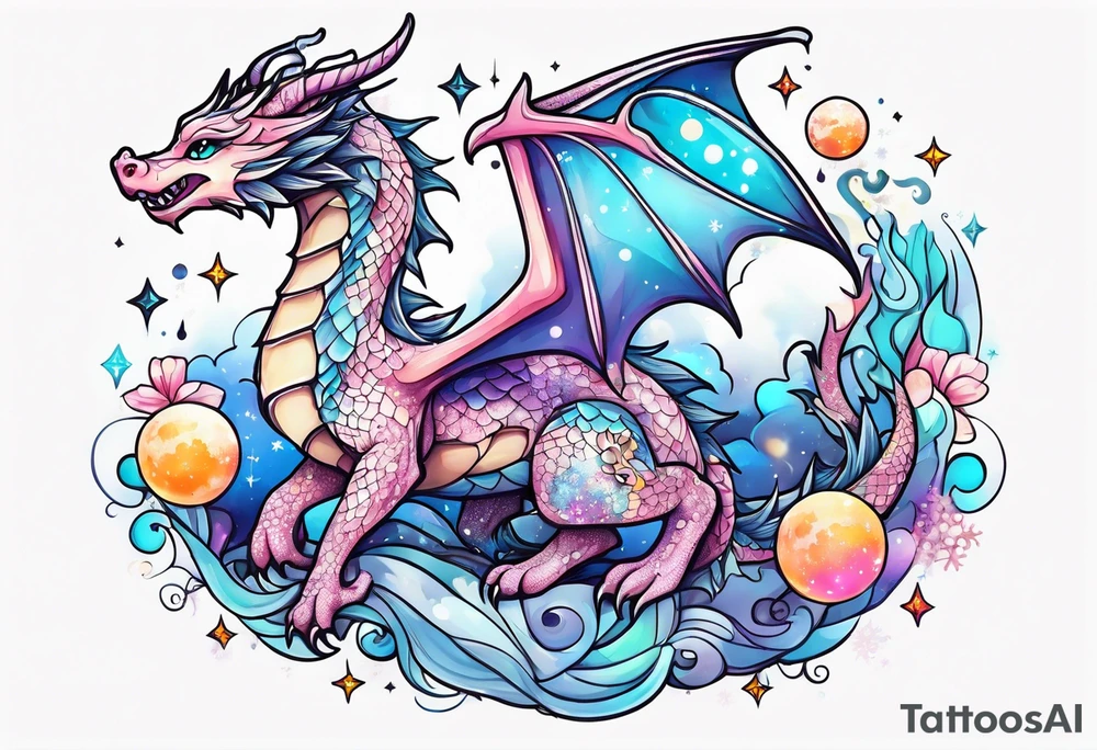 Constellation, dragon kawaii young ,snowflake tattoo idea