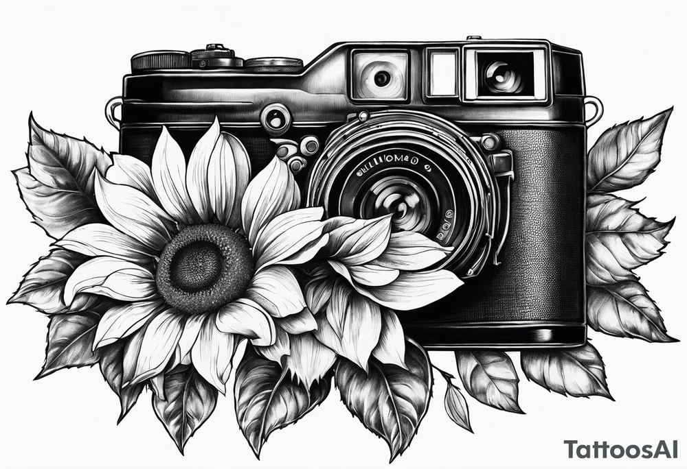 Butterfly, sunflower, camera, book, flower rose tattoo idea