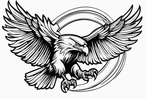 Traditional Eagle swooping into battle carrying sword tattoo idea