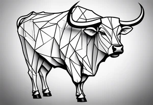 geometric bull facing right tattoo idea