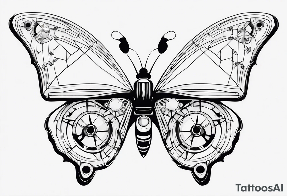 Mechanical Butterfly tattoo idea