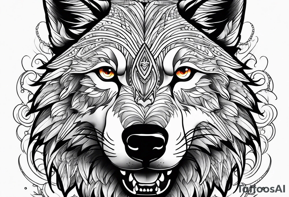wolf growling tattoo idea