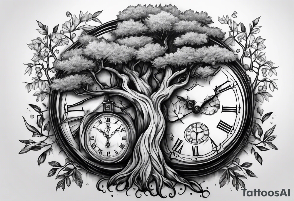 Rowan tree and 2 clocks tattoo idea