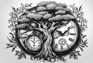 Rowan tree and 2 clocks tattoo idea