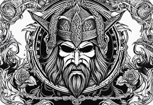 logo of the band Amon Amarth combined with rock features tattoo idea