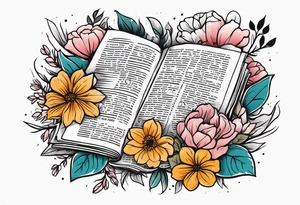 newspaper 
 surrounded by flowers tattoo idea