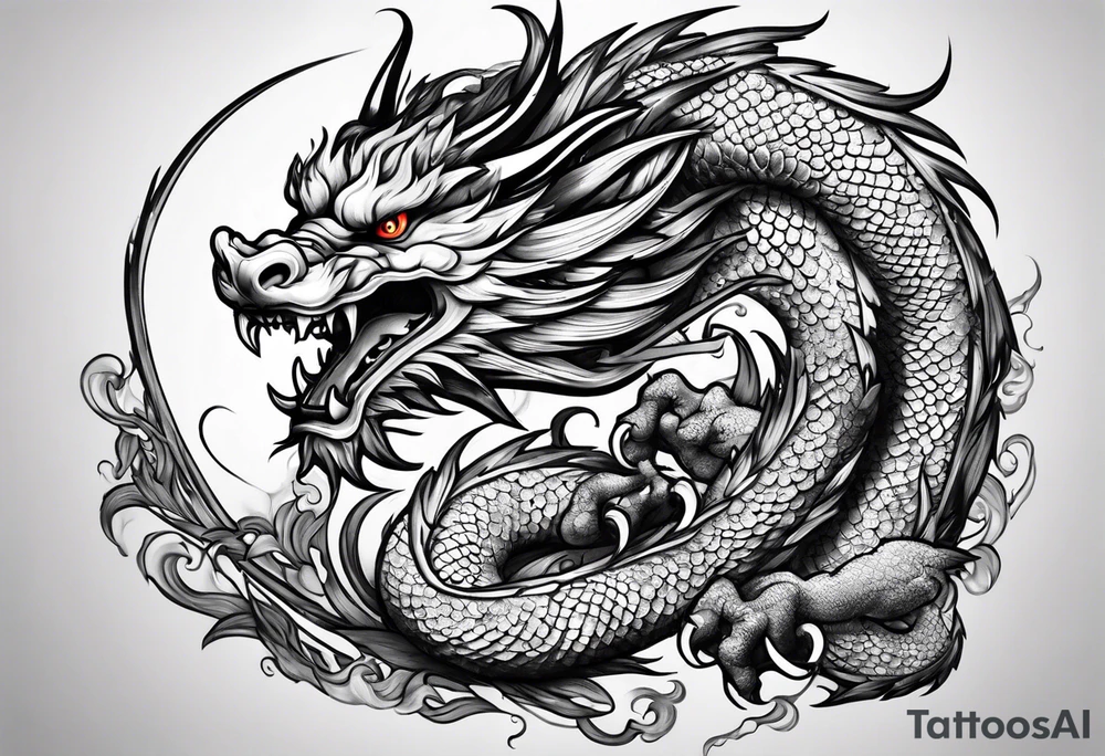 japanese dragon climbing tattoo idea
