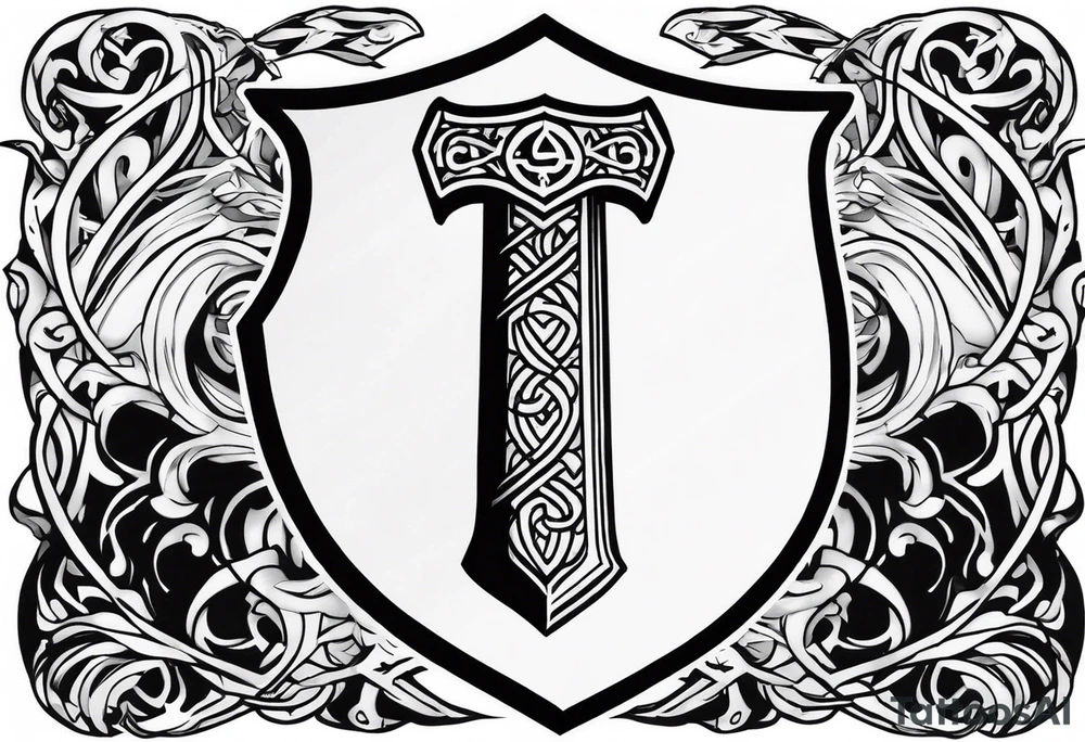 Valhalla sword shield axe heaven tattoo idea